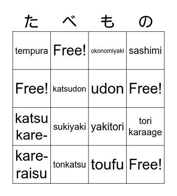 JAPANESE FOOD! Bingo Card