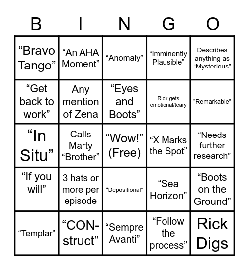 Rick Lagina Bingo Card