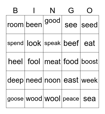 oo ee ea Bingo Card