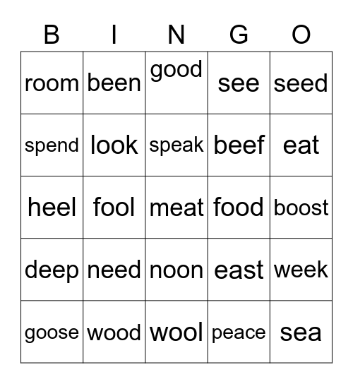 oo ee ea Bingo Card
