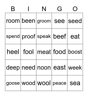 oo ee ea Bingo Card