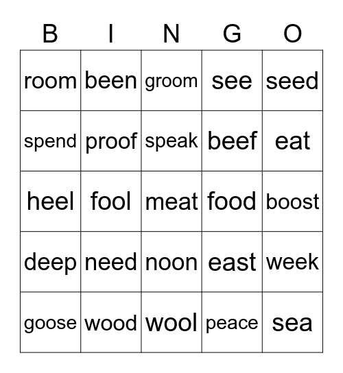 oo ee ea Bingo Card