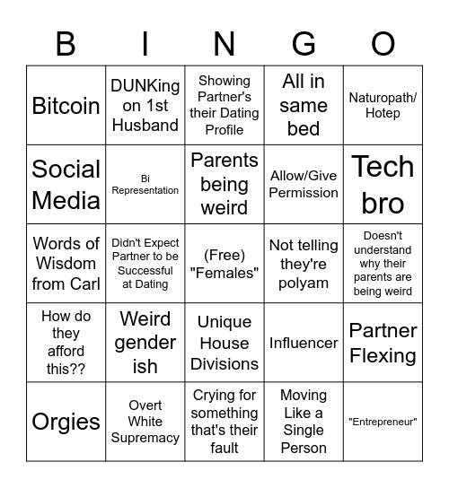Seeking Brother Bingo Card