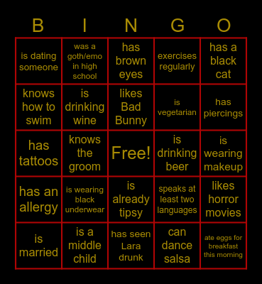 Bridal Bingo: Find the Guest Bingo Card
