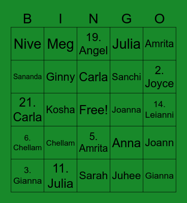 LKS Spring Formal Bingo Card