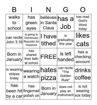Human Bingo Card