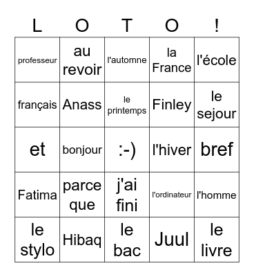 4ma loto Bingo Card