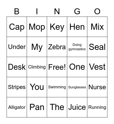 C5 plus Lesson 5 Book E Bingo Card