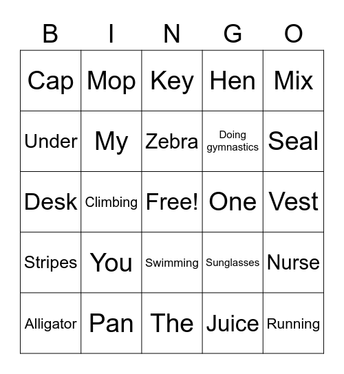 C5 plus Lesson 5 Book E Bingo Card