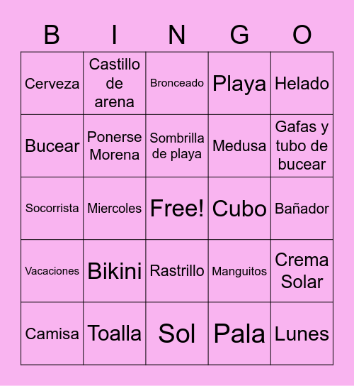 La Playa Bingo Card