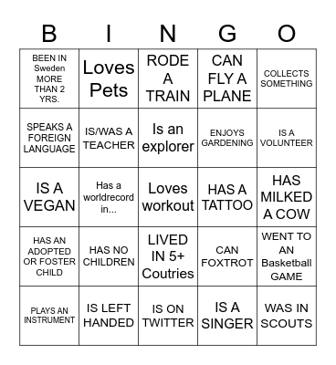 Mingle Bingo Card