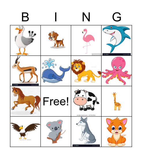 Animal Bingo (Simple) Bingo Card