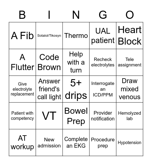 Nurse's Week 2023 Bingo Card