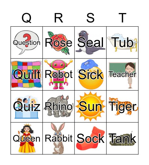 QRST Bingo Card