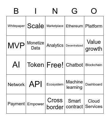 Blockchain Bullshit Bingo Card
