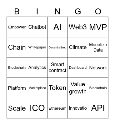 Blockchain Bullshit Bingo Card