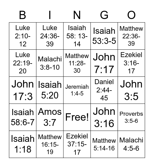 Doctrinal Mastery Bingo Card