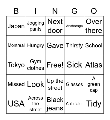 C3 Lesson 5 Book E Bingo Card