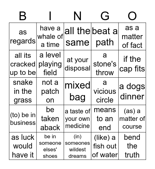 CAE BINGO  Bingo Card