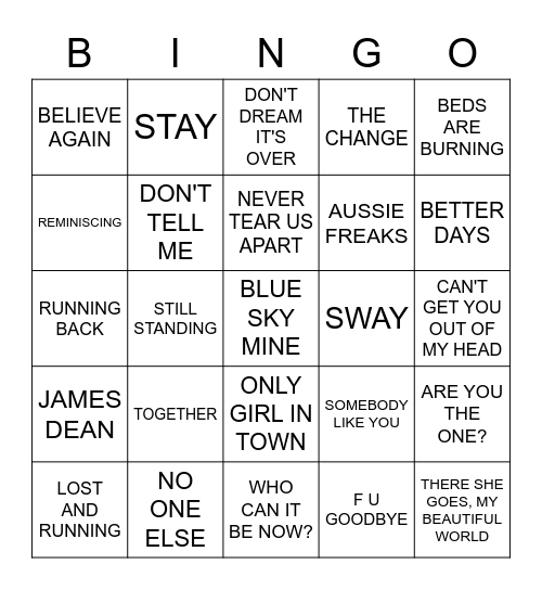 ANZAC ROUND Bingo Card