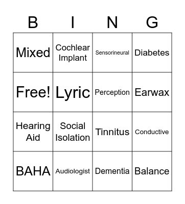 Audiology Bingo Card