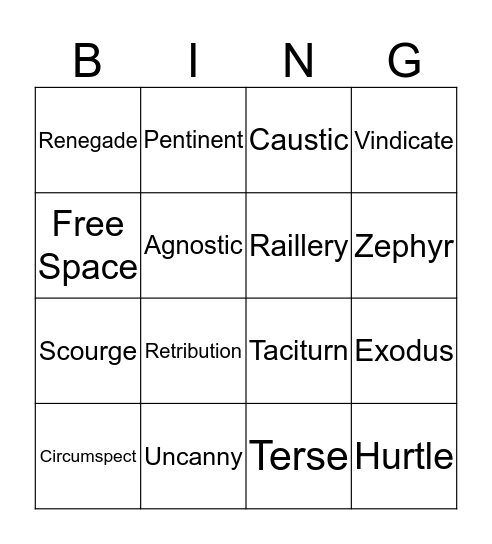 Vocab Bingo Ann & Kat  Bingo Card
