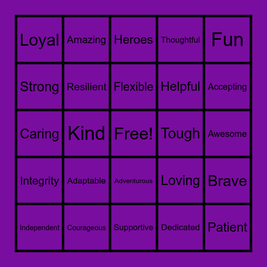 Month of the Military Child Bingo Card