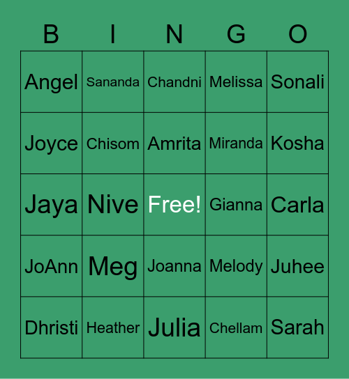 LKS Spring Formal Bingo Card