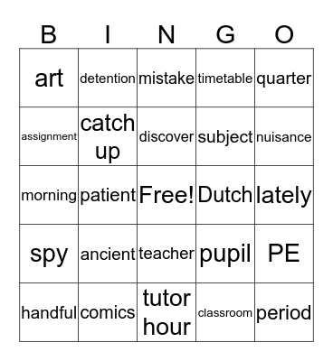 HV1 Theme 2 words Bingo Card