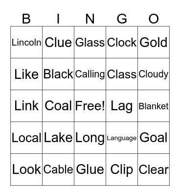 /K, G, L, L-BLEND/ BINGO Card