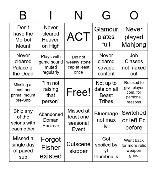 Critically Acclaimed Bingo Card