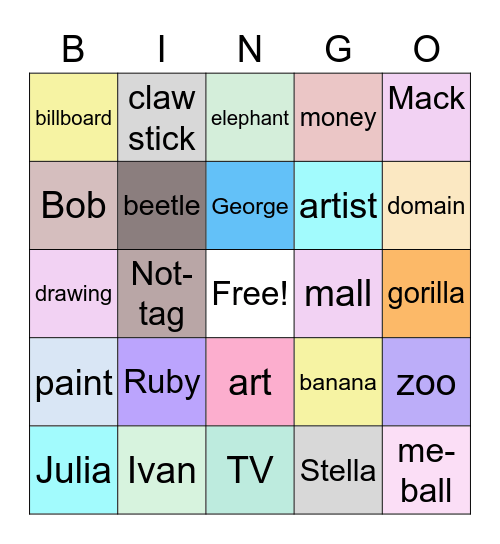 The One and Only Ivan Bingo Card