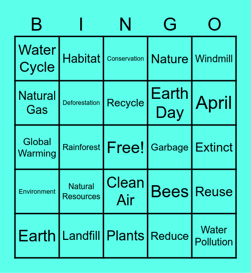 EARTH DAY BINGO Card