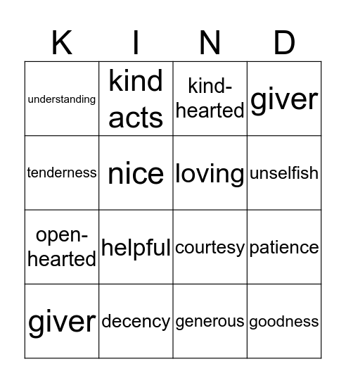 KINDNESS BINGO Card