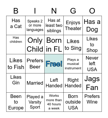 People BINGO Card