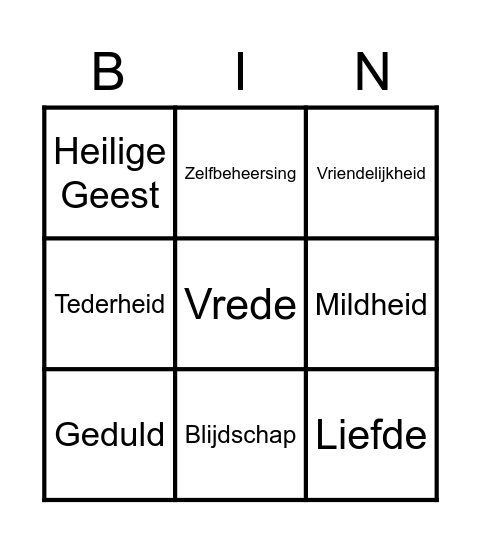 vruchten van de geest Bingo Card