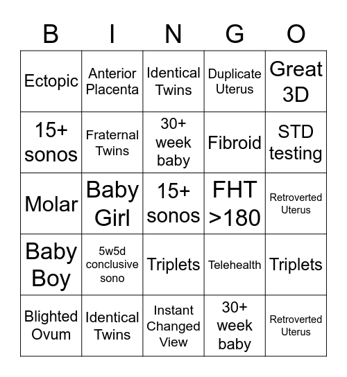 April Sonogo Bingo Card