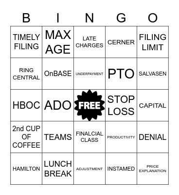 CAP TEAM BINGO Card