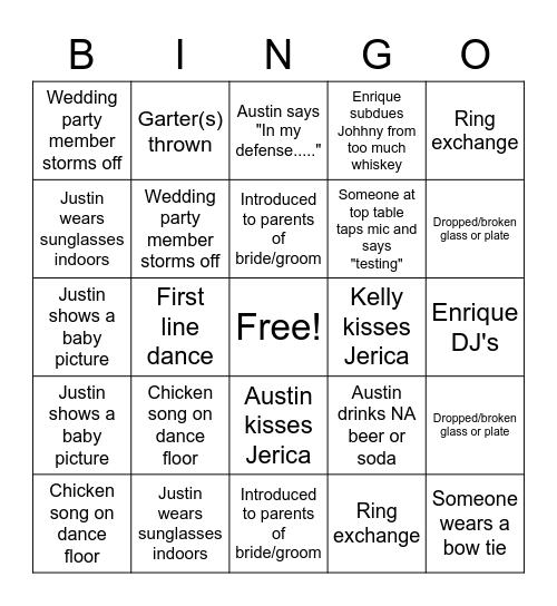 Brew Crew Wedding Bingo Card