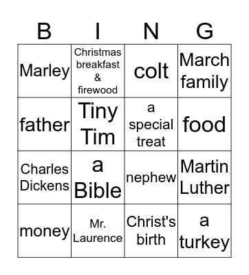 7th Grade Lit Test 5 Bingo Card