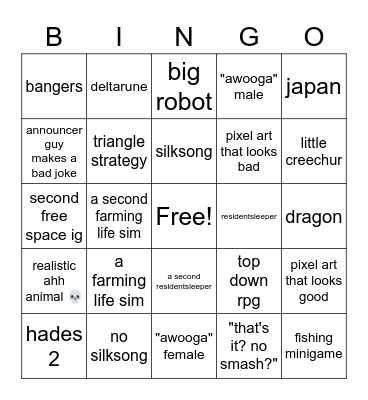 Indie World 4/19 Bingo Card