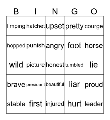 George Washington Bingo Card