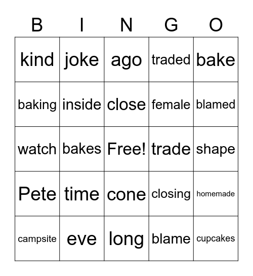 Cyle 17 and 18 Bingo Card