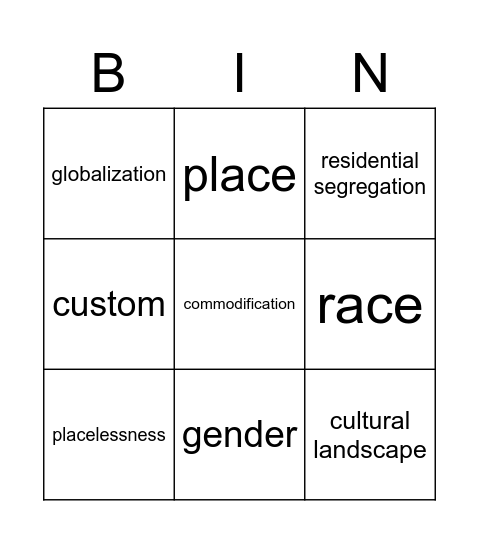 Culture Bingo Card