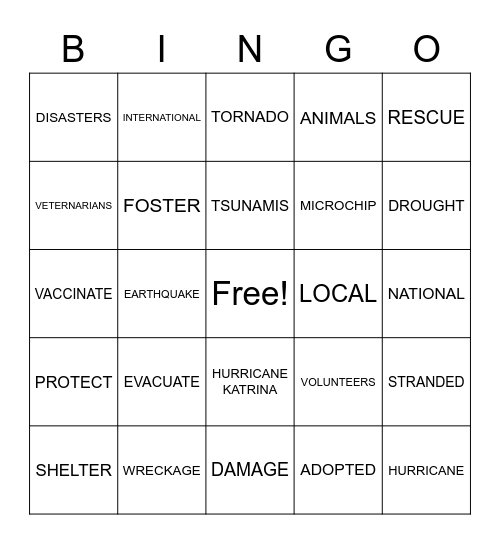 DOG RESCUE Bingo Card