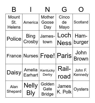 May Trivia Bingo Card