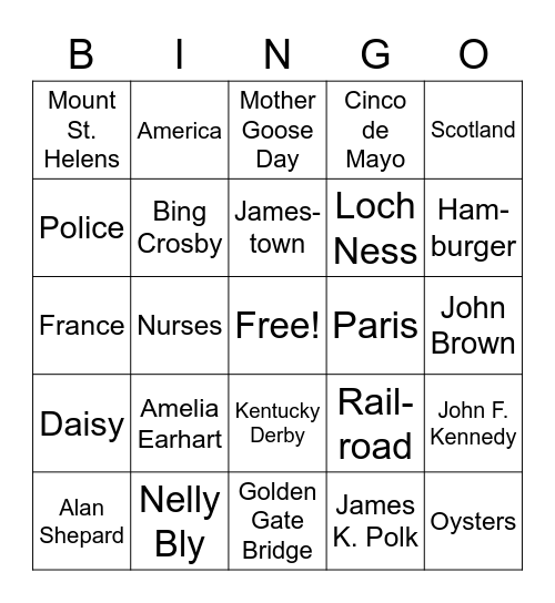 May Trivia Bingo Card