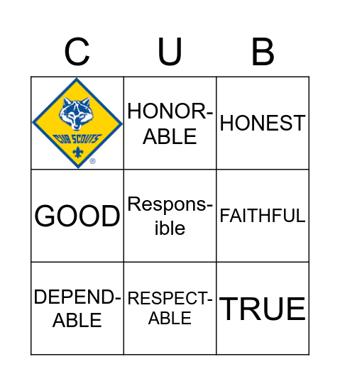 TRUSTWORTHY Bingo Card