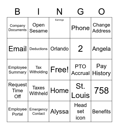 Synchrony Human Resources Bingo Card