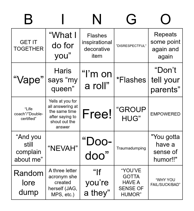 Anna Sab Bingo Card